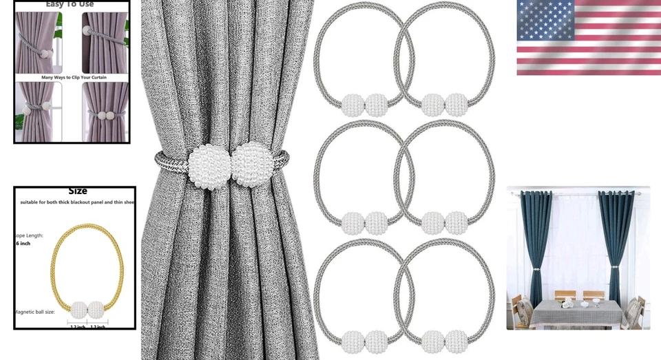 Pacote com 6 amarrações magnéticas cinza durável para estilo de janela sem esforço - Imagem 2 de 4