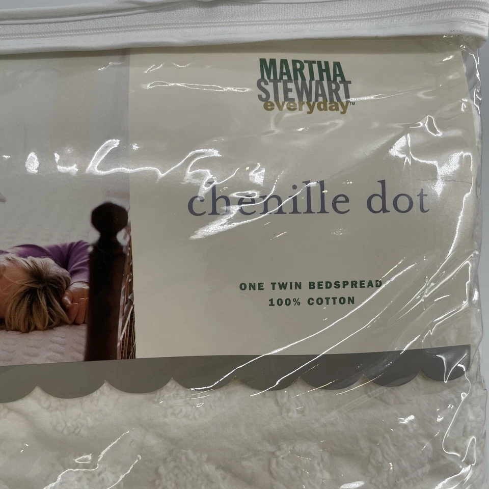 Colcha de Colección Martha Stewart Kmart Everyday Blanco Chenille Punto Doble Algodón NUEVA Foto 4 de 4