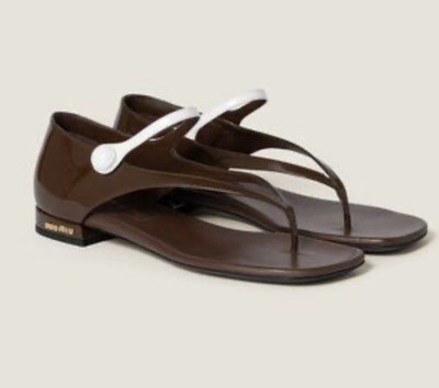 MIU MIU Thong Sandal In Brown 38.5