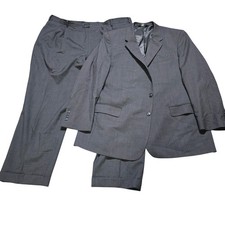 Jos A Bank Suit Mens jacket 48L pants 46x31 Charcoal Gray Wool Regal Fit Pleated
