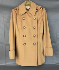 Michael Kors Womens Peacoat Coat - Khaki Tan Wool Blend Size 4