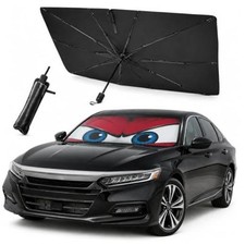 Car Windshield Sun Shade Umbrella, Universal Fit Mid-Large Sedans Angry Red