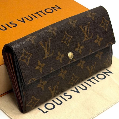 Louis Vuitton Monogram Portefeuille Sarah Long Wallet Brown Japan 078905