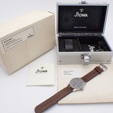 Stowa Airman Flieger Date Automatic Black Dial Original Leather Strap w/Box Auth