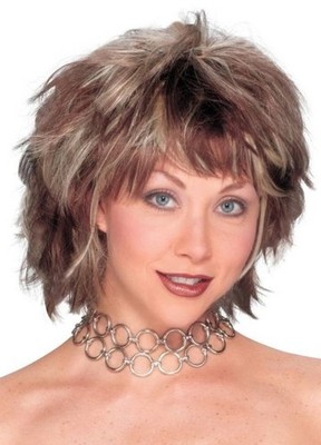 Choppy Lagenlook zweifarbig blond schwarz Damen Kostüm Perücke