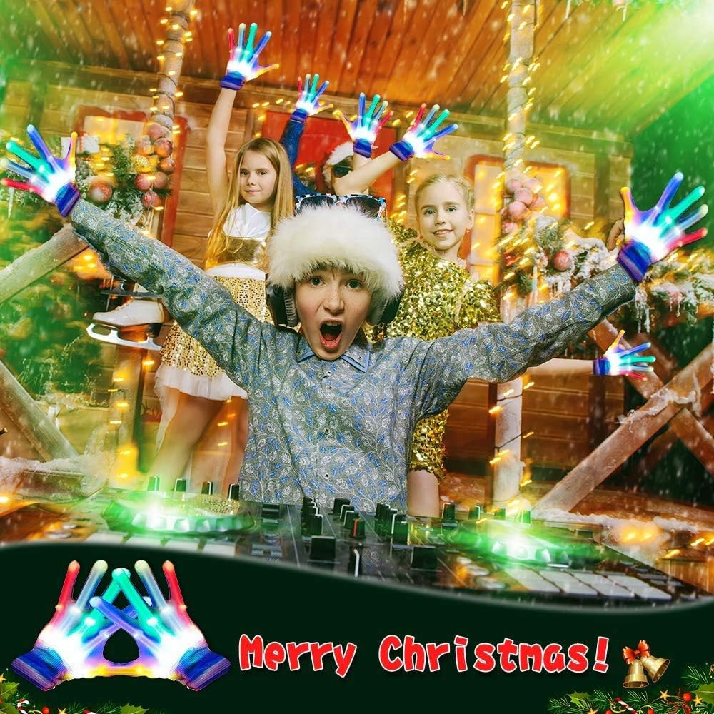 LED Gloves for Kids, Teens & Adults - Finger Light Gloves with 5 Colors/6 Modes