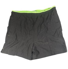 Men s Sand N Sun Swim Trunks Black Neon Green Lined Shorts S Beach Surf