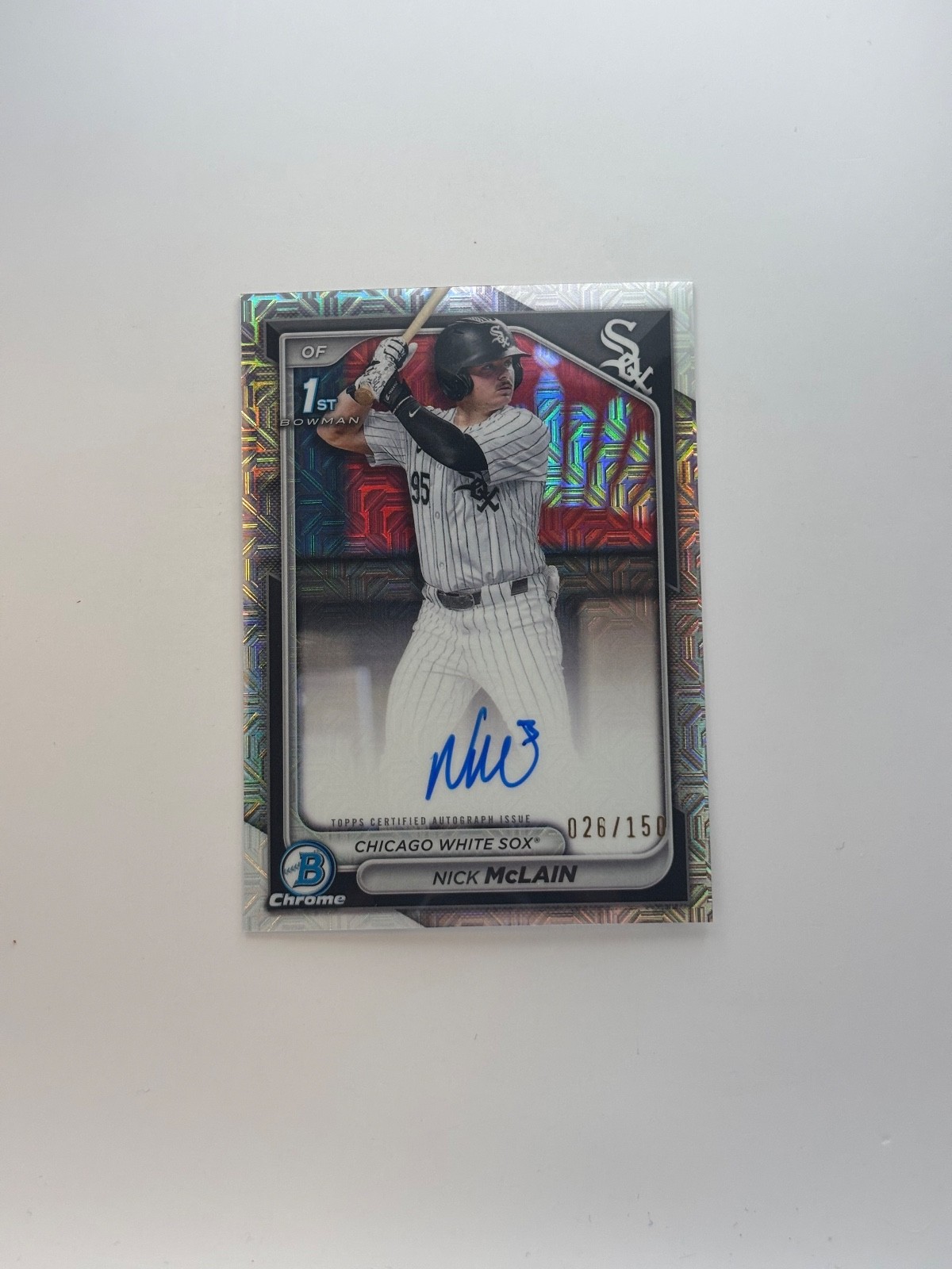 2024 Bowman Chrome Draft Nick McLain 1st HTA Choice Refractor Auto White Sox/150