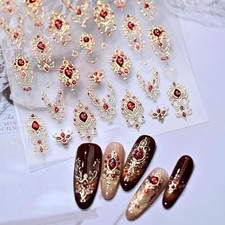 Gold Nail Art Stickers Red Gem Nail Stickers for Nail Daily 5d Nail Sticker-8