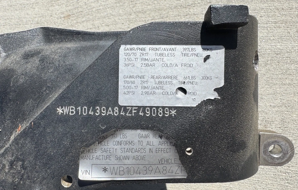 2004 BMW R1150R (Rockster) OEM FRAME CHASSIS CLEAR CLEAN PAPERWORK - Image 3 of 4