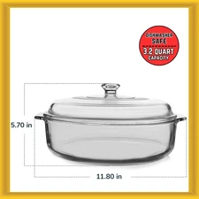 Libbey 55952 3.2-Quart Covered Clear Glass Casserole with Lid (NEW)