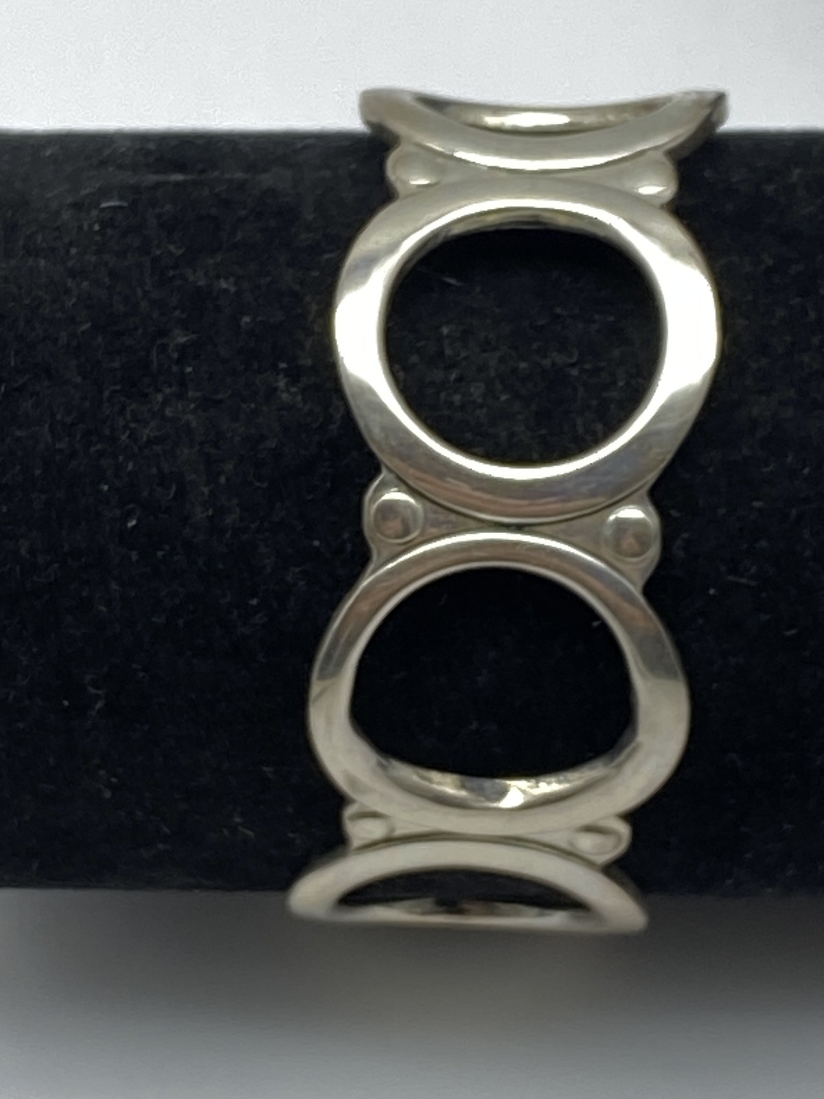 Sterling Silver Open Link Circle Cuff Bracelet 26… - image 3