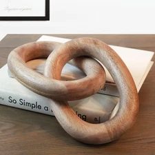 Wood Chain Link Decor – 13” Wooden Decorative Object for Coffee Table Decor a...