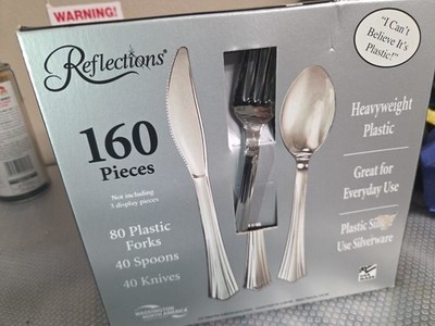 Heavyweight Plastic Silverware Set WNA Reflections 160-Piece - 80 Forks 40 Spoon