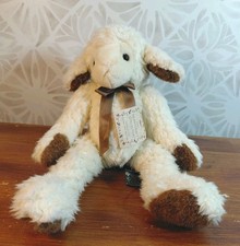 Russ Berrie Sugarcube Lamb Plush 14" Beanbag Brown Bow Heartcraft Collection