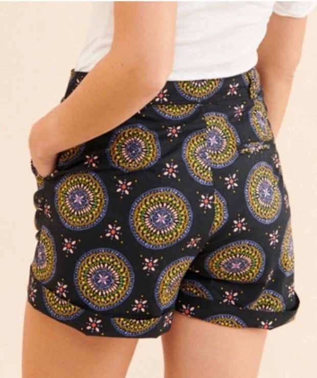 Pantalones Cortos Informales Anthropologie Maeve Mujer Geométricos Abstractos Ciudad Motivo Negro 12 Foto 2 de 4