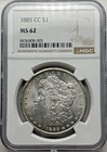 1885-CC $1 Silver Morgan Dollar Coin MS 62 NGC Certified