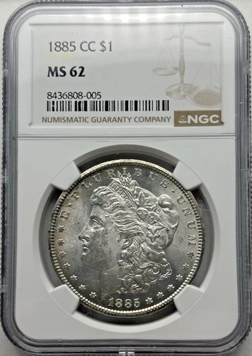1885-CC $1 Silver Morgan Dollar Coin MS 62 NGC Certified