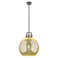 Innovations Newton Sphere 1Lt 16" Stem Pendant, BL/Merc - 410-1SL-BK-G410-16ME