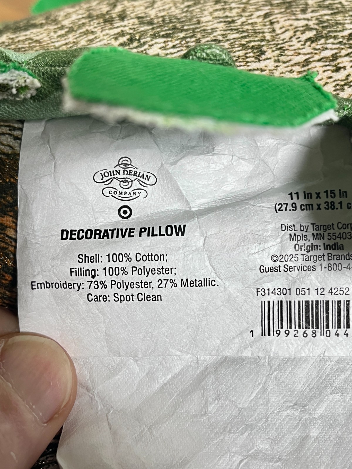 JOHN DERIAN Beaded Grouse Plush Pillow Woodland Bird 11"x15" - New Target 2025