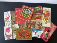 Vintage Christmas Card Lot Unused Partridge Tree Santa Buzza Norcross Regency