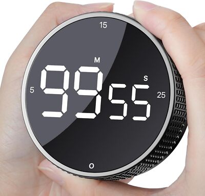 Upgrade Digital Kitchen Timer - Magnetic Countdown Countup Visual Black 