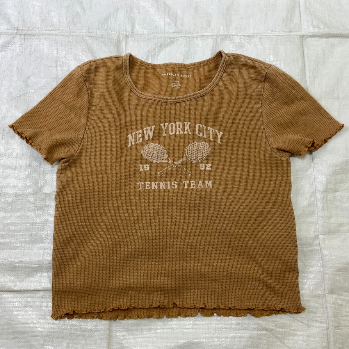 AMERICAN EAGLE Womens Top New York City Tennis Brown Size Large 16