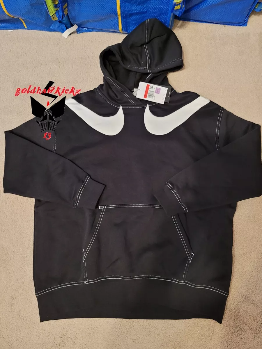 Women Nike double twin Swoosh Oversize Sweatshirt DR6199 010 Black White