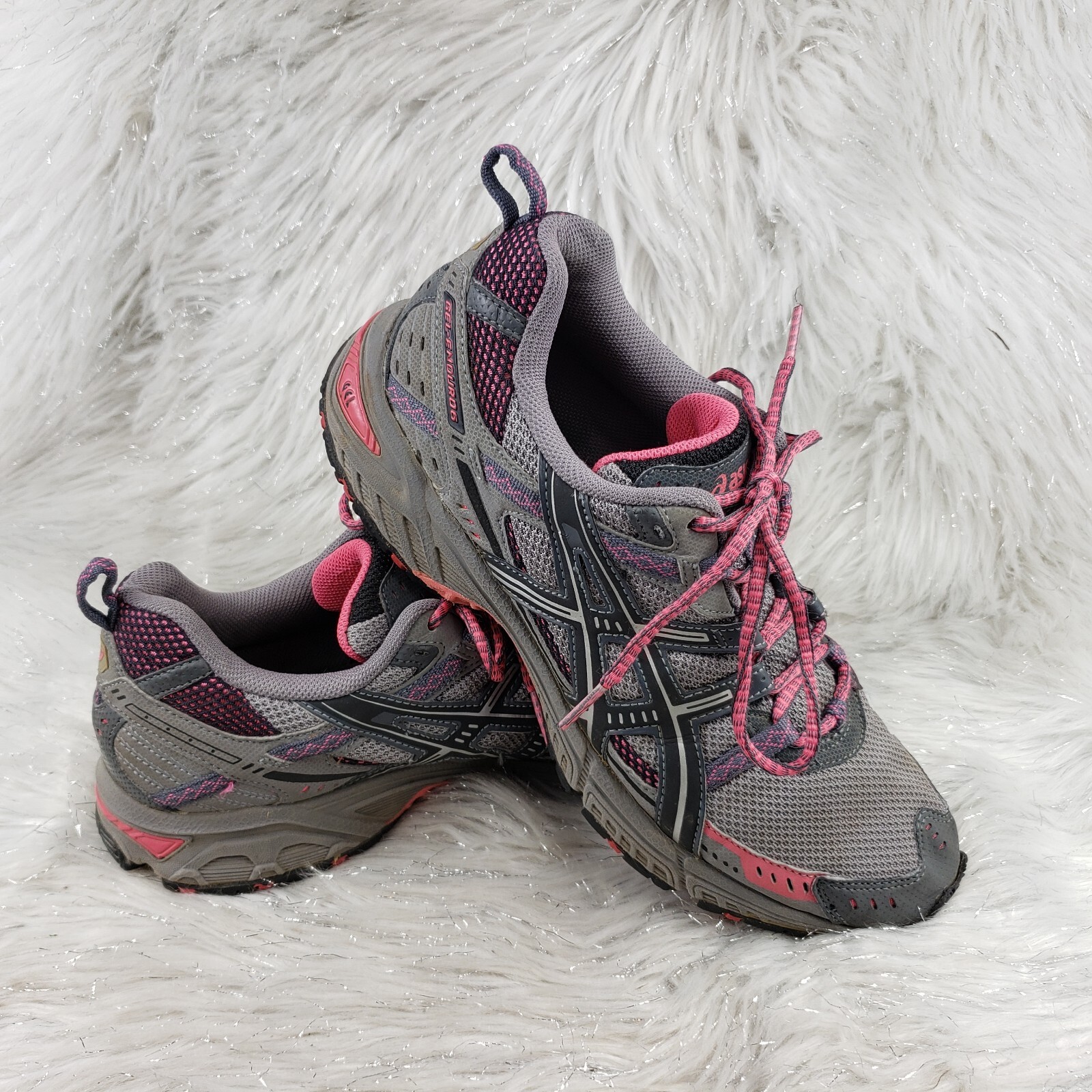 ASICS 'Gel Venture 6' T0F7N Gray Pink Running Athletic Shoes Womens Size 9.5