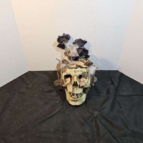 Gemmy Halloween Skull Animated Dancing Dark Purple Roses Motion Activated Musica - Picture 5 of 23
