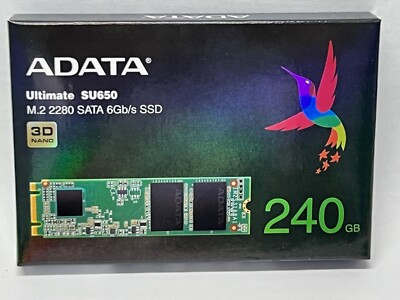 ADATA 240GB SATA SSD,  M.2 2280, 3D NAND, Ultimate SU650, ASU650NS38-240GT-C