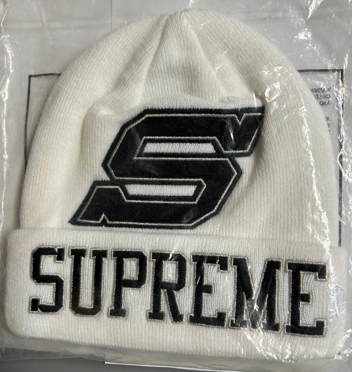Bonnet blanc Supreme New Era logo Big S FW16   Neuf dans son sac