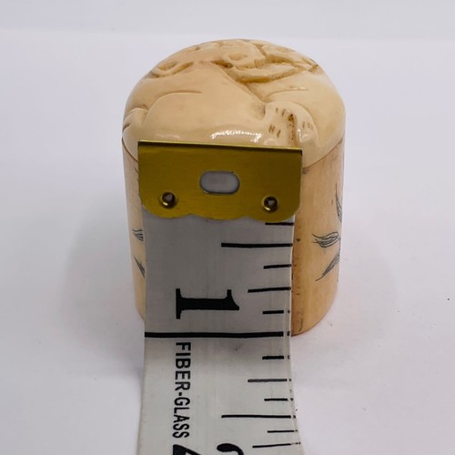 Katze Schmuckschatulle handgeschnitzt Rind asiatisch Schmuck Behälter Scrimshaw Stash Flora - Bild 14 von 14