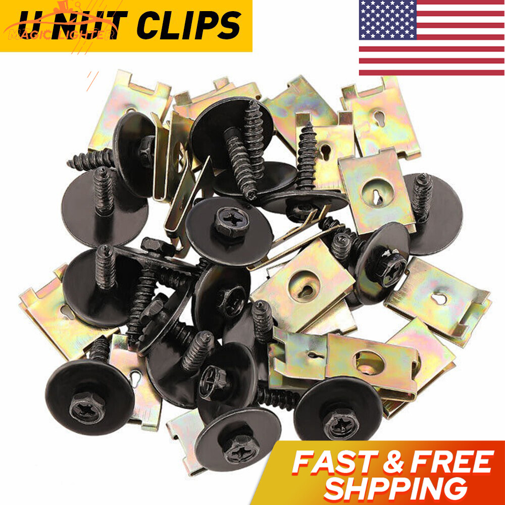 Metal Screw Car Body Fender Bumper Retainer Nut U Gasket Fastener Clips For New