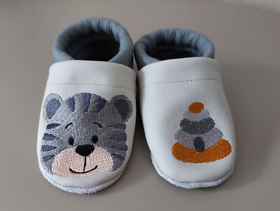 Baby Krabbelschuhe, Lauflernschuhe, Lederpuschen, Handmad personalisiert Tiger