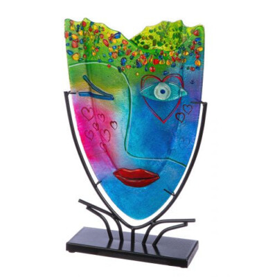 Casablanca Design Glasart Gesichtsvase Face ''Twinkle'' 52001 Modern ART Style