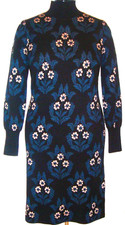 Ann Taylor Women Sweater Dress size M Knit Dress Floral Black Gold