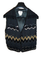 Vintage Amazing " Le Garage" Beaded Tassel Waistcoat Size 12/14