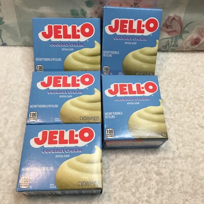 Jell-O Coconut Cream Instant Pudding & Pie Filling. 5 Boxes Exp. August 2026