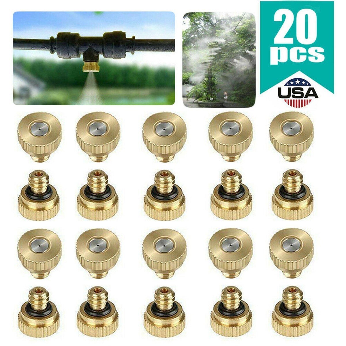 Messing-Sprühdüsen 0,3 Mm, 10/24 UNC – 20 Stück Für Garten-Nebelsystem, Wassersparend