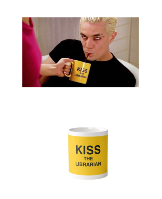 Mug Buffy Contre Les Vampires – 'Kiss The Librarian' Spike Giles, Céramique Jaune