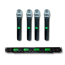 MUSYSIC MU-U4H Professional 4 Channel UHF Handheld Wireless Microphone System