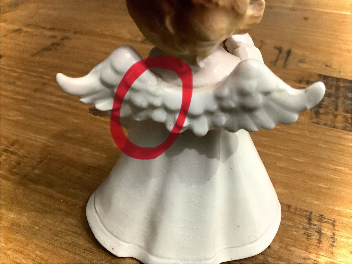 VTG LEFTON HAND-PAINTED CHINA BISQUE JAPAN ANGEL FIGURINE w/ GOLD