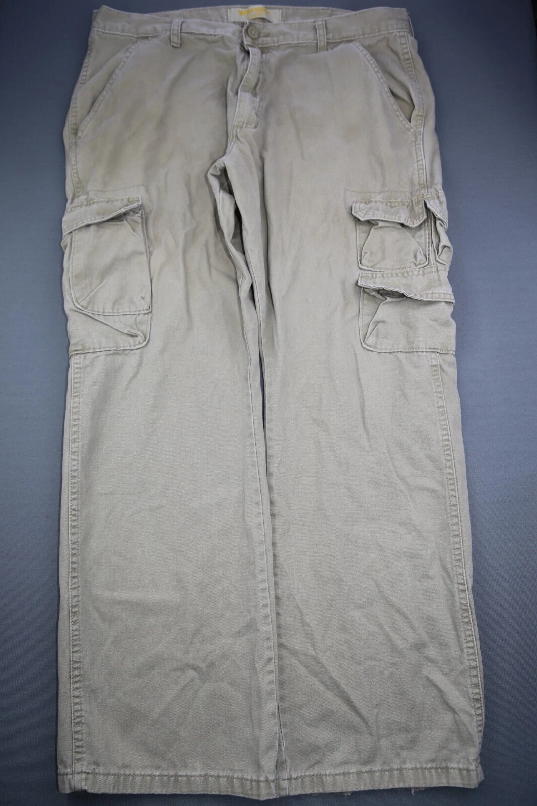 Men's Wrangler Cargo Pants 9 Pocket Beige Cotton Size 36x30 (Msr 36x29)