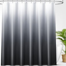 Luxury Black and Grey Ombre Shower Curtain Sets with 12 Hooks