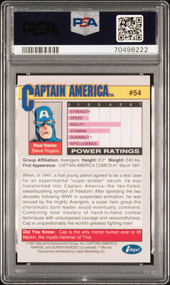 1991 Marvel Universe 54 Captain America PSA 9 Mint 🪄 Brand New