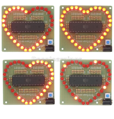 DIY Kits Love Heart shaped LED Red Light Water Electronic Flashing Suite Gift