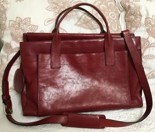 Wilsons Pelle Studio Italian Leather Large Red Leather Briefbag Tote Commuter