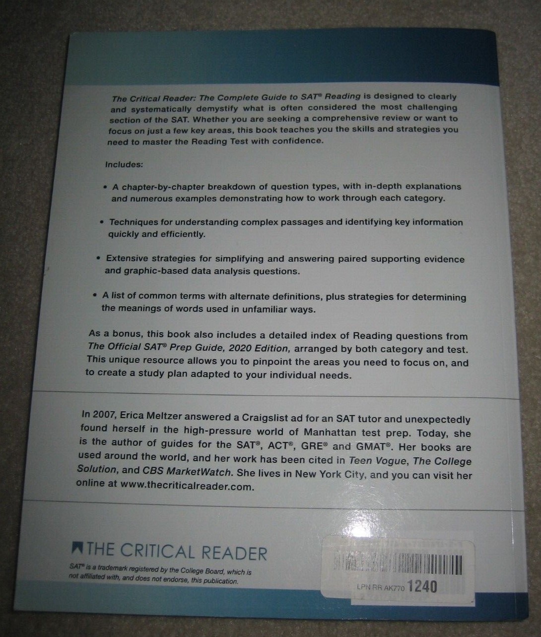 The Complete Guide to SAT Reading, Fourth 4th Edition, Erica L. Meltzer