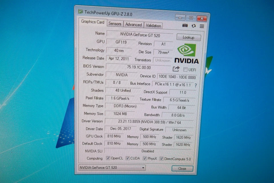 Galaxy Nvidia GT 520 PCIe x16 Graphics Card 1GB DVI VGA HDMI 64-Bit 52GGS4HX9DTX - Image 2 of 4